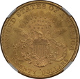 USA, 20 Dolarów Liberty Head 1891 S rok, NGC MS 63
