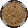 Francja, 20 franków 1898 A rok MINT ERROR, NGC MS 63, /K11/