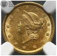 USA, 1 dolar 1852, złoto, NGC AU58, #WR