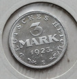 Weimar 3 Marki 1923 - lustrzanka