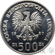 POLSKA - PRL - 500 ZŁ - 1987 - CALGARY - HOKEISTA - STAN: L