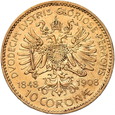 Austria, 10 Koron 60 lat panowania 1908 r. 