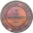 Włochy - Republika Rzymska - 3 Baiocchi 1849 B - Bolonia - STAN !