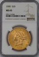 USA, 20 Dolarów Liberty Head 1900 rok, NGC MS 65